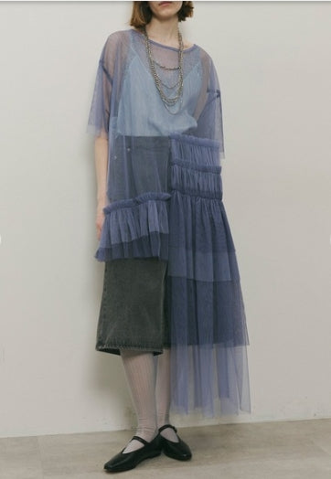 分層褶皺薄紗設計 TOPS